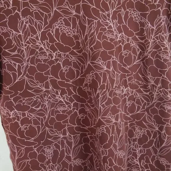 Duluth Trading Company Dress XL Brown Floral Stretch Cotton Pockets Short Sleeve - Picture 4 of 7